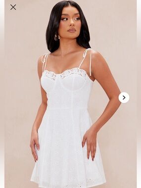 NovaLuxe White Eyelet Lace Bustier Mini Dress - Size Small NWOT